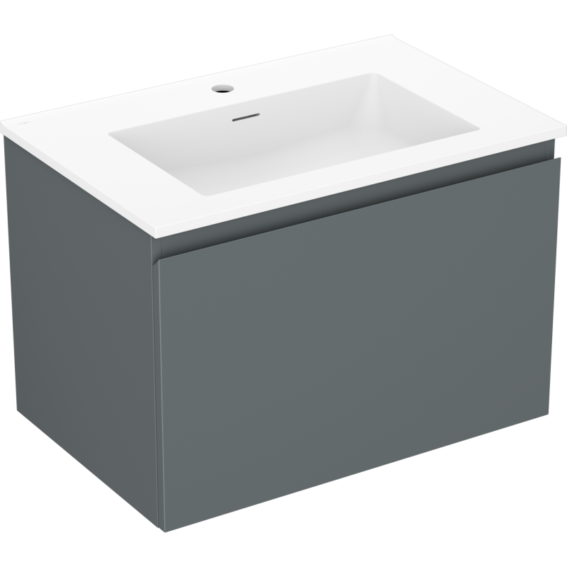 Mexen Orio Bathroom Cabinet 70 cm with Otis Sink, 1 Drawer, Matte Graphite/Matte White - 91A10-07047-1-BF66-W18M01