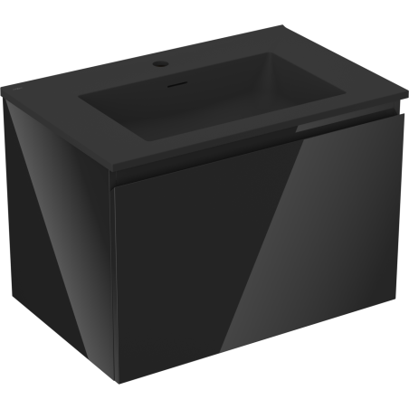 Mexen Orio Bathroom Cabinet 70 cm with Otis Washbasin, 1 Drawer, Black Gloss/Black Matte - 91A10-07047-1-BF70-W18M71