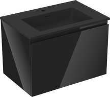 Mexen Orio 70 cm bathroom cabinet with Otis sink, 1 drawer, black gloss/black matte - 91A10-07047-1-BF70-W18M71