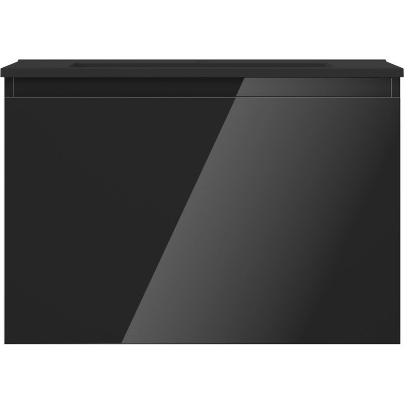 Mexen Orio 70 cm bathroom cabinet with Otis sink, 1 drawer, black gloss/black matte - 91A10-07047-1-BF70-W18M71