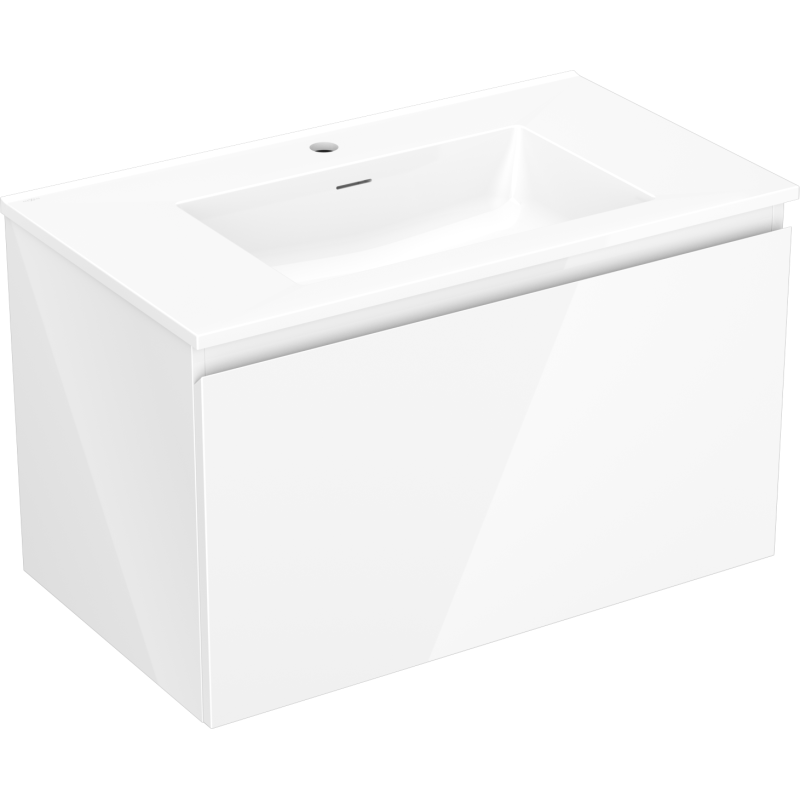 Mexen Orio 80 cm Bathroom Cabinet with Otis Sink, 1 Drawer, White Gloss - 91A10-08047-1-BF00-W18M00