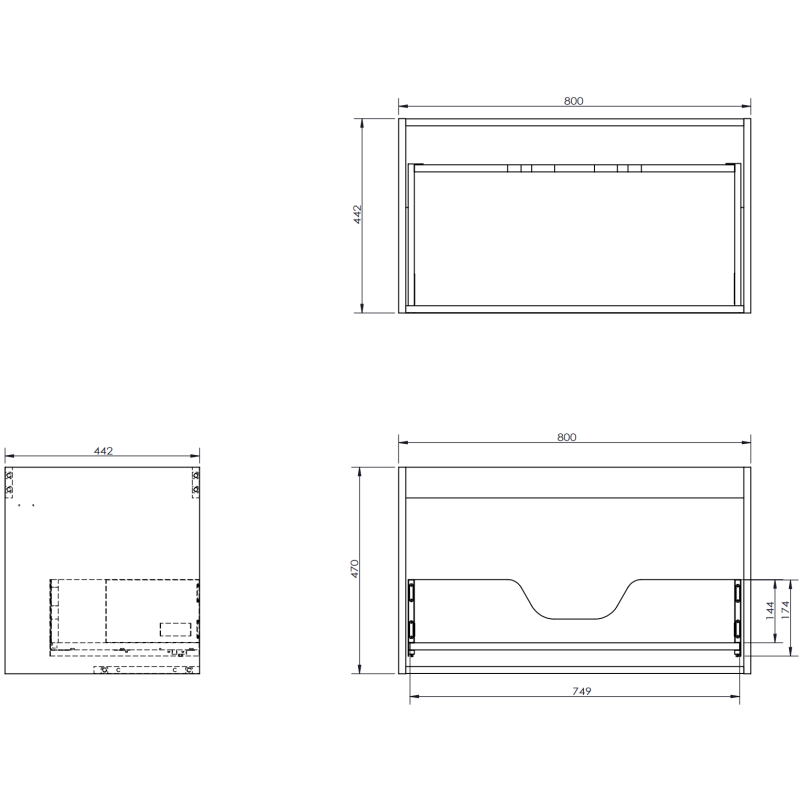 Mexen Orio 80 cm Bathroom Cabinet with Otis Sink, 1 Drawer, White Gloss - 91A10-08047-1-BF00-W18M00