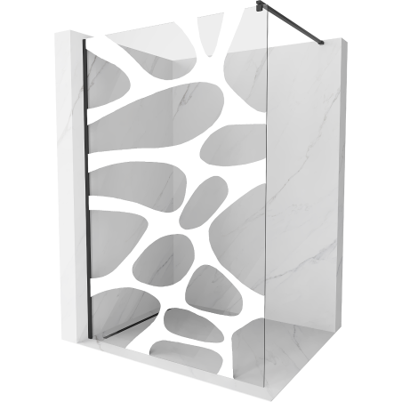 Mexen Kioto Walk-in Shower Wall 110 x 200 cm, White Wave 8 mm, Black - 800-110-101-70-97