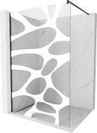 Mexen Kioto shower screen 110 x 200 cm, Transparent/White pattern 8 mm, Black - 800-110-101-70-97