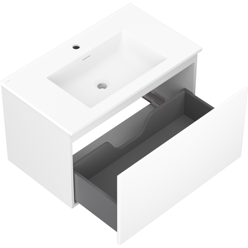 Mexen Orio bathroom cabinet 80 cm with Otis washbasin, 1 drawer, white matte - 91A10-08047-1-BF01-W18M01