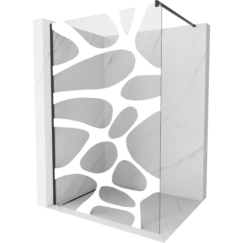 Mexen Kioto Walk-in Shower Wall 120 x 200 cm, White Wave 8 mm, Black - 800-120-101-70-97