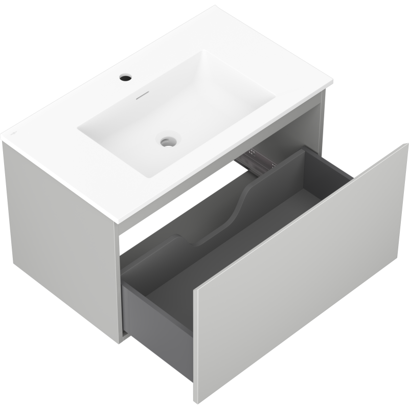 Mexen Orio bathroom cabinet 80 cm with Otis sink, 1 drawer, grey matte/white matte - 91A10-08047-1-BF62-W18M01