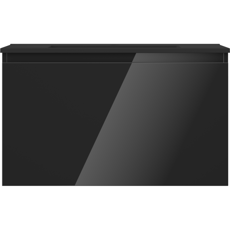 Mexen Orio bathroom cabinet 80 cm with Otis sink, 1 drawer, black gloss/black matte - 91A10-08047-1-BF70-W18M71