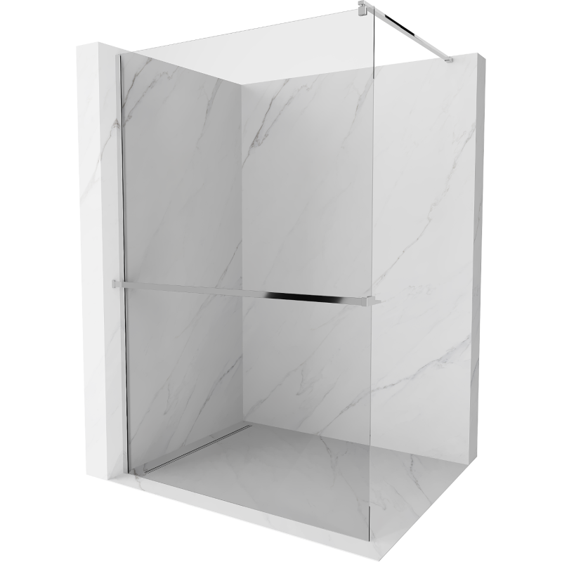Mexen Kioto+ shower screen with a shelf and rail 110 x 200 cm, Transparent 8 mm, Chrome - 800-110-121-01-00
