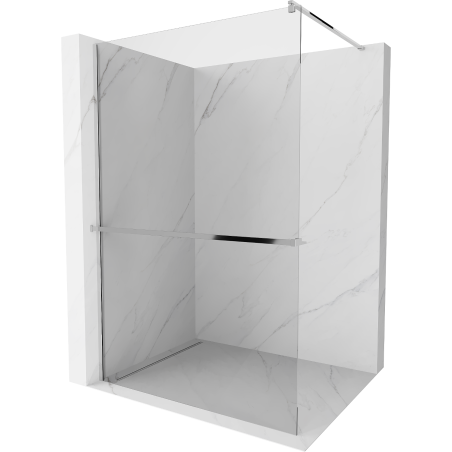 Mexen Kioto+ shower screen with a shelf and rail 110 x 200 cm, Transparent 8 mm, Chrome - 800-110-121-01-00