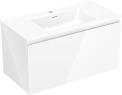 Mexen Orio bathroom cabinet 90 cm with Otis washbasin, 1 drawer, white gloss - 91A10-09047-1-BF00-W18M00