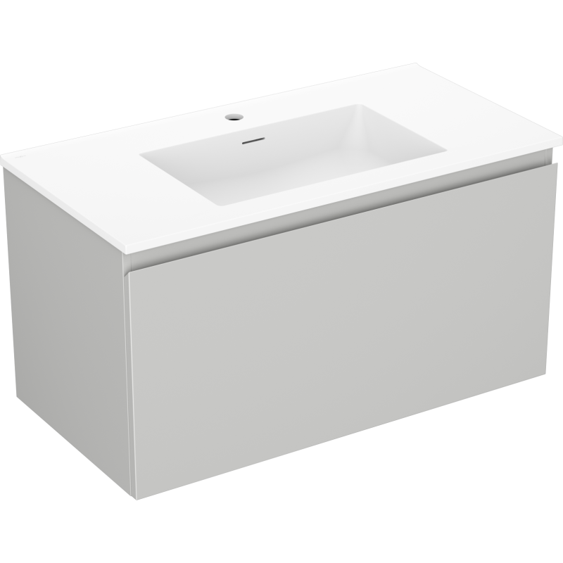 Mexen Orio bathroom cabinet 90 cm with Otis sink, 1 drawer, gray matte/white matte - 91A10-09047-1-BF62-W18M01