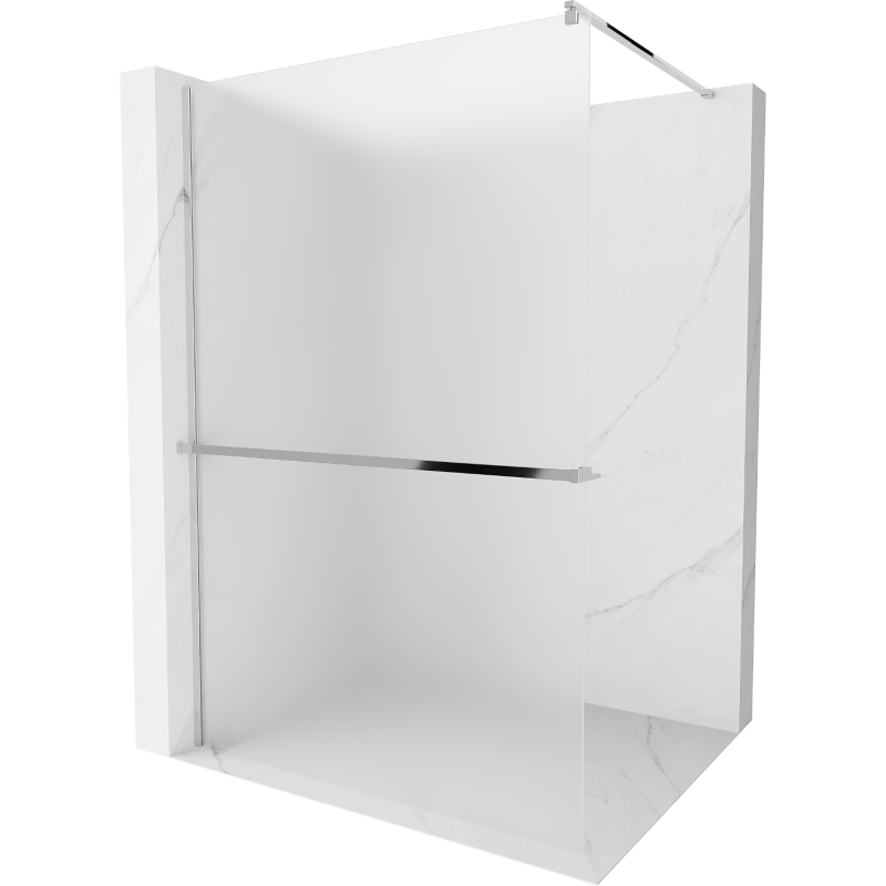 Mexen Kioto+ shower screen with a shelf and rail 70 x 200 cm, Frosted 8 mm, Chrome - 800-070-121-01-30