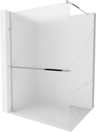 Mexen Kioto+ shower screen with a shelf and rail 100 x 200 cm, Frosted 8 mm, Chrome - 800-100-121-01-30