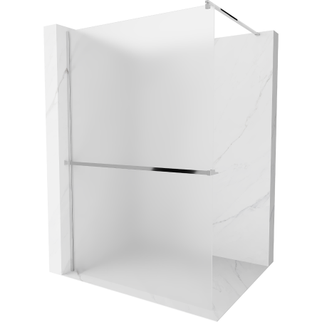 Mexen Kioto+ shower screen with a shelf and rail 110 x 200 cm, Frosted 8 mm, Chrome - 800-110-121-01-30