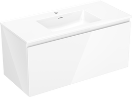 Mexen Orio bathroom cabinet 100 cm with Otis sink, 1 drawer, white gloss - 91A10-10047-1-BF00-W18M00