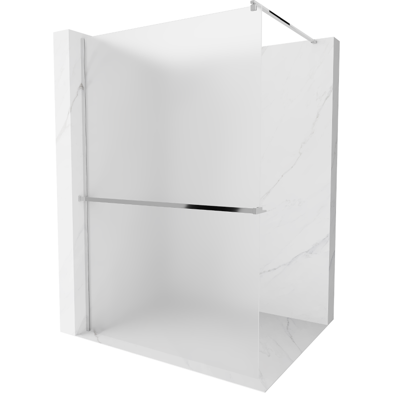 Mexen Kioto+ shower screen with a shelf and rail 120 x 200 cm, Frosted 8 mm, Chrome - 800-120-121-01-30
