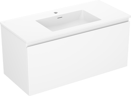 Mexen Orio bathroom cabinet 100 cm with Otis washbasin, 1 drawer, white matte - 91A10-10047-1-BF01-W18M01