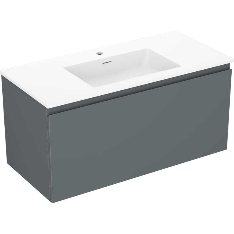Mexen Orio bathroom cabinet 100 cm with Otis sink, 1 drawer, matte graphite/matte white - 91A10-10047-1-BF66-W18M01