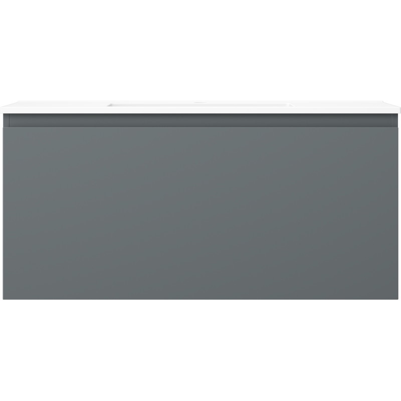 Mexen Orio 100 cm bathroom cabinet with Otis sink, 1 drawer, matte graphite/matte white - 91A10-10047-1-BF66-W18M01