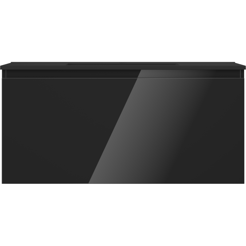 Mexen Orio 100 cm Bathroom Cabinet with Otis Sink, 1 Drawer, Black Gloss/Black Matt - 91A10-10047-1-BF70-W18M71