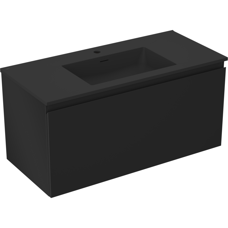 Mexen Orio bathroom cabinet 100 cm with Otis sink, 1 drawer, black matte - 91A10-10047-1-BF71-W18M71