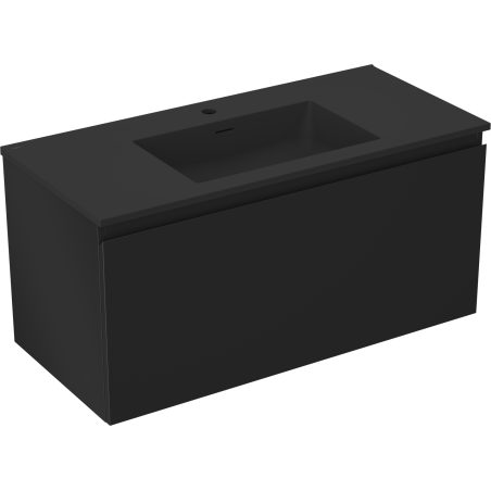 Mexen Orio bathroom cabinet 100 cm with Otis sink, 1 drawer, black matte - 91A10-10047-1-BF71-W18M71