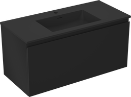 Mexen Orio bathroom cabinet 100 cm with Otis washbasin, 1 drawer, black matte - 91A10-10047-1-BF71-W18M71