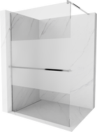 Mexen Kioto+ shower screen with a shelf and rail 100 x 200 cm, Transparent/Frosted 8 mm, Chrome - 800-100-121-01-35