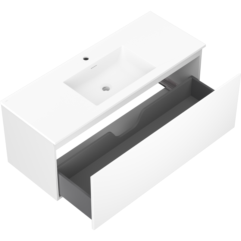 Mexen Orio bathroom cabinet 120 cm with Otis washbasin, 1 drawer, white matt - 91A10-12047-1-BF01-W18M01