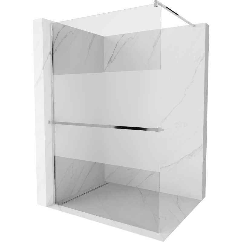 Mexen Kioto+ shower screen with a shelf and rail 110 x 200 cm, Transparent/Frosted 8 mm, Chrome - 800-110-121-01-35