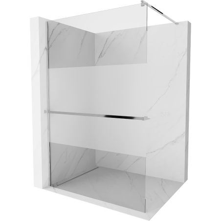 Mexen Kioto+ shower screen with a shelf and rail 110 x 200 cm, Transparent/Frosted 8 mm, Chrome - 800-110-121-01-35