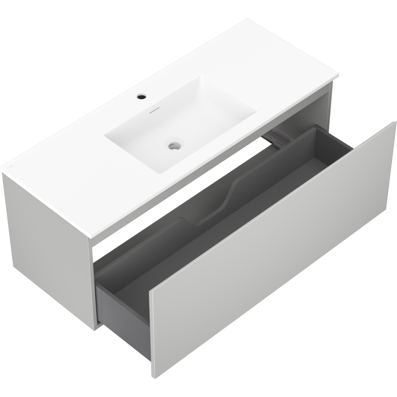 Mexen Orio bathroom cabinet 120 cm with Otis washbasin, 1 drawer, grey matte/white matte - 91A10-12047-1-BF62-W18M01