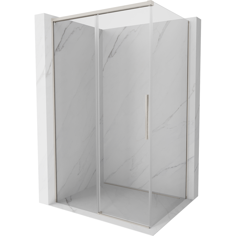Mexen Rox sliding shower enclosure 150 x 120 cm, transparent, brushed nickel - 8C2-150-120-97-00