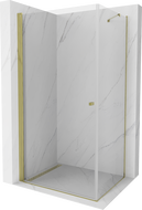 Mexen Pretoria 80 x 70 cm Hinged Shower Enclosure, Transparent, Gold - 852-080-070-50-00