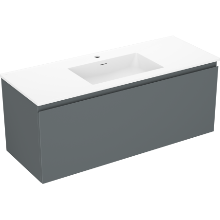 Mexen Orio 120 cm bathroom cabinet with Otis sink, 1 drawer, matte graphite/white matte - 91A10-12047-1-BF66-W18M01