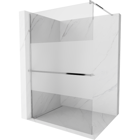 Mexen Kioto+ shower wall with shelf Walk-in 120 x 200 cm, transparent/frosted, chrome - 800-120-121-01-35