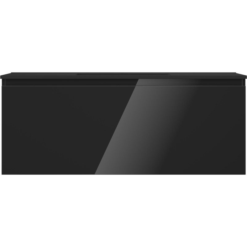 Mexen Orio 120 cm bathroom cabinet with Otis sink, 1 drawer, black gloss/black matte - 91A10-12047-1-BF70-W18M71