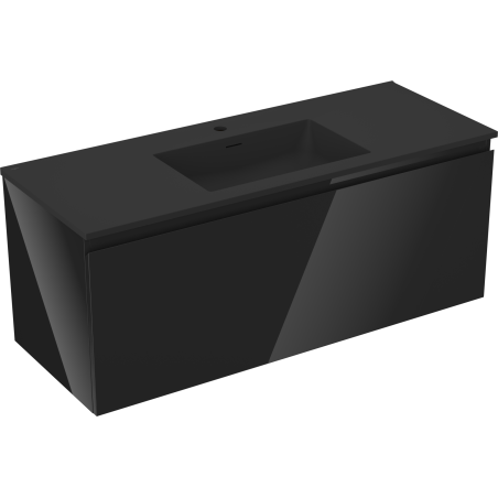 Mexen Orio 120 cm bathroom cabinet with Otis sink, 1 drawer, black gloss/black matte - 91A10-12047-1-BF70-W18M71