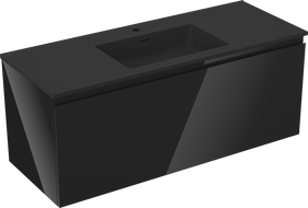 Mexen Orio 120 cm bathroom cabinet with Otis sink, 1 drawer, black gloss/black matte - 91A10-12047-1-BF70-W18M71