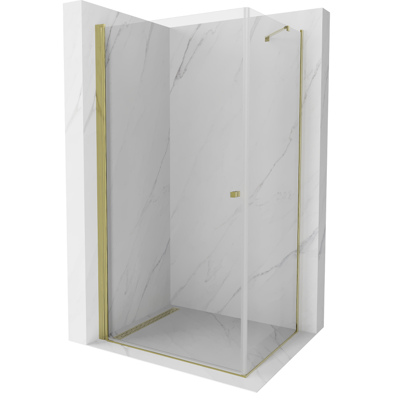 Mexen Pretoria hinged shower cubicle 80 x 100 cm, Transparent, Gold - 852-080-100-50-00