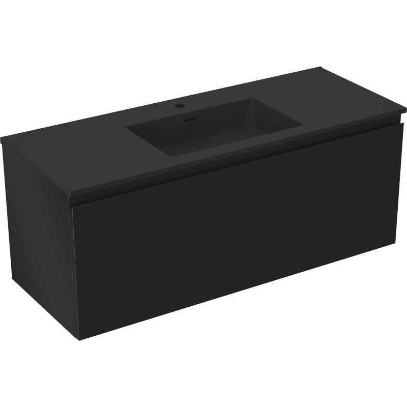 Mexen Orio bathroom cabinet 120 cm with Otis washbasin, 1 drawer, black matte - 91A10-12047-1-BF71-W18M71