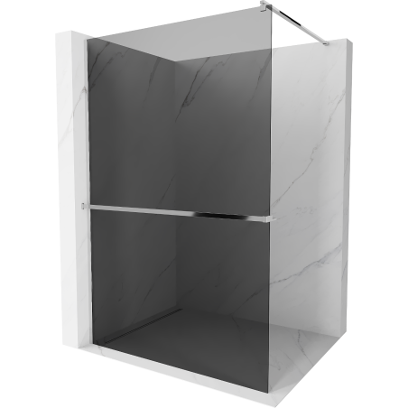 Mexen Kioto+ shower screen with a shelf and rail 70 x 200 cm, Graphite 8 mm, Chrome - 800-070-121-01-40