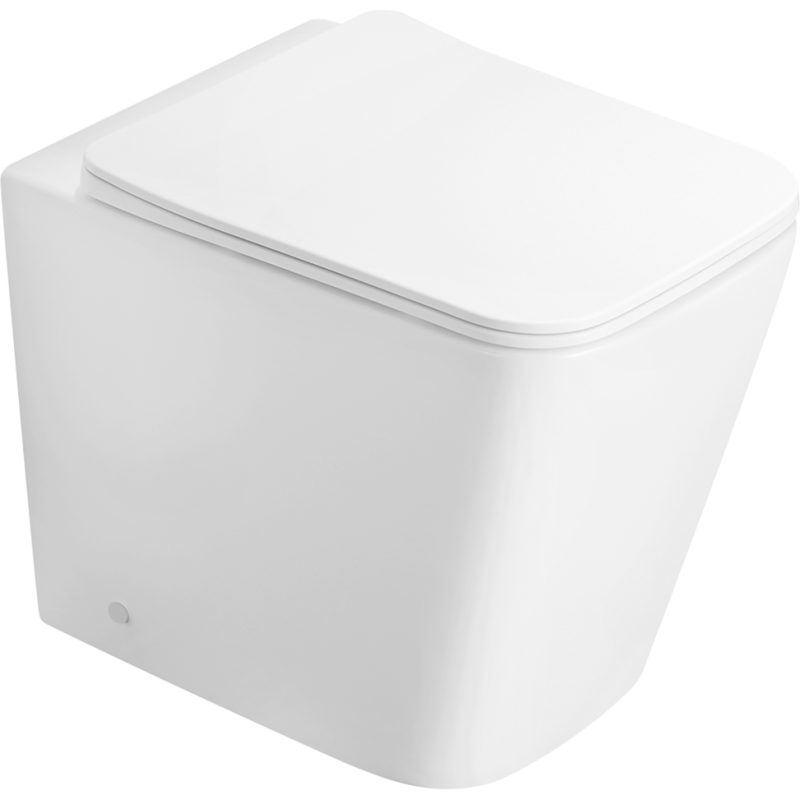 Mexen Cube Rimless Standing Toilet Bowl with Slim Soft-Close Seat, Duroplast, White Gloss - 32924000