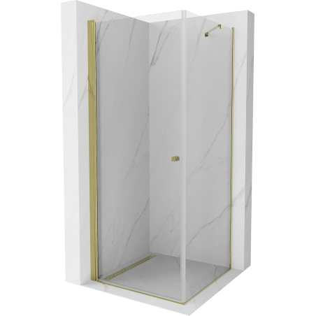 Mexen Pretoria 90 x 90 cm Hinged Shower Enclosure, Transparent, Gold - 852-090-090-50-00