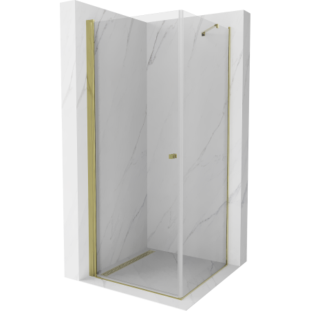 Mexen Pretoria hinged shower cubicle 90 x 90 cm, Transparent, Gold - 852-090-090-50-00