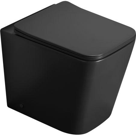 Mexen Cube Rimless Standing Toilet Bowl with Slim Soft-Close Seat, Duroplast, Matte Black - 32924085