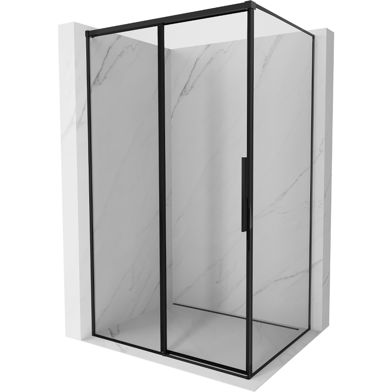 Mexen Rox sliding shower cabin left 135 x 75 cm, black frame, black - 8C2-135-075-70-70-L