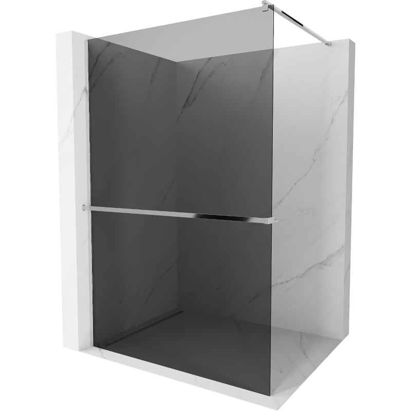 Mexen Kioto+ shower wall with shelf Walk-in 100 x 200 cm, graphite, chrome - 800-100-121-01-40