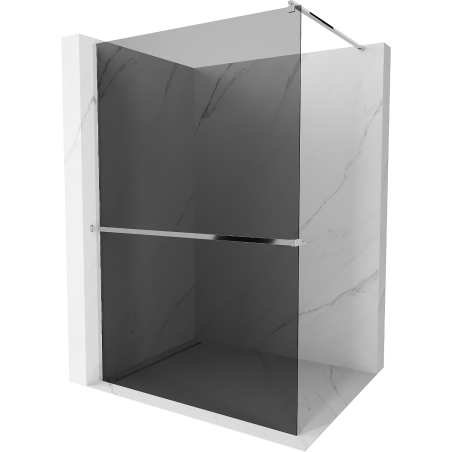 Mexen Kioto+ shower wall with shelf Walk-in 100 x 200 cm, graphite, chrome - 800-100-121-01-40